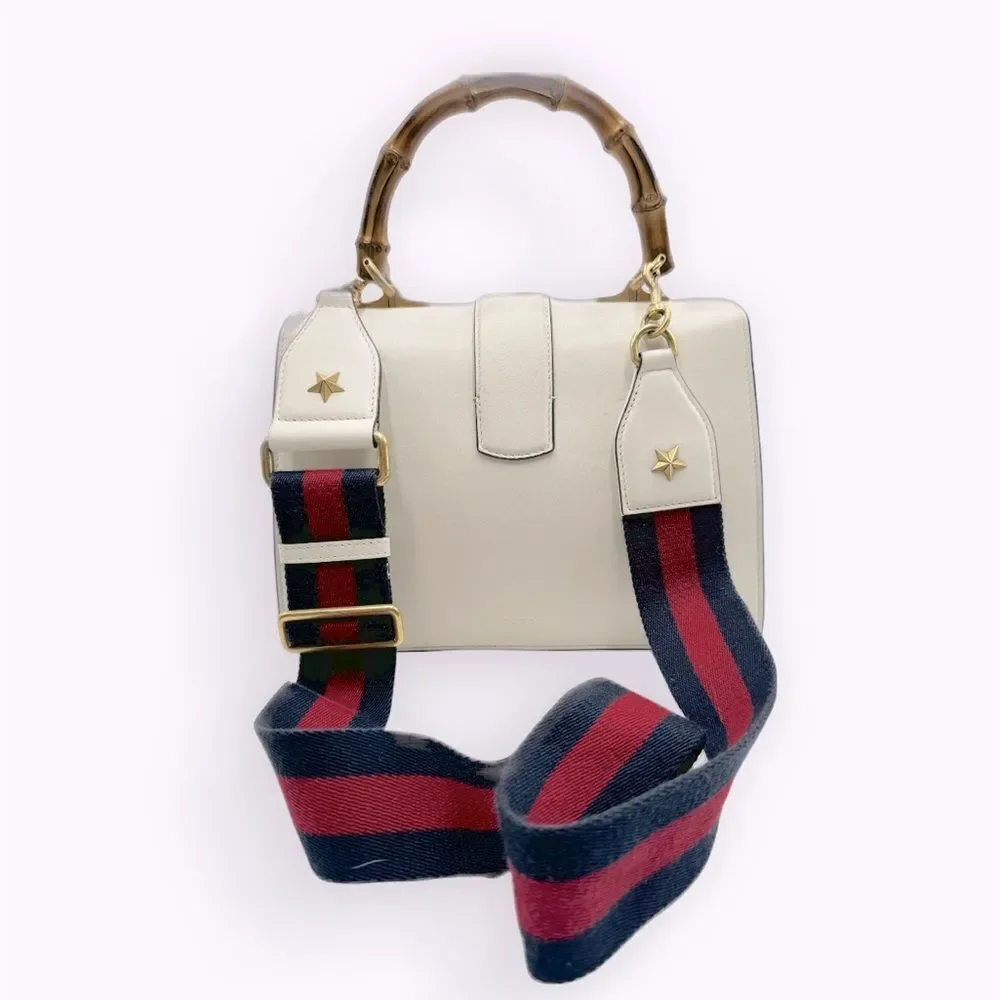 Auth Gucci Dionysus Bamboo Top Handle Red White Blue Leather Satchel Preloved